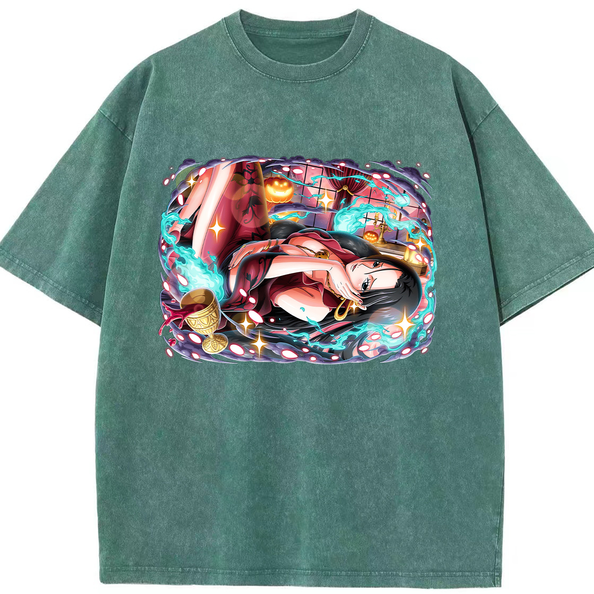 ワンピース ボア・ハンコック ONE PIECE Boa·Hancock 綿100% ヴィンテージ風 半袖Tシャツ（フロントプリント）